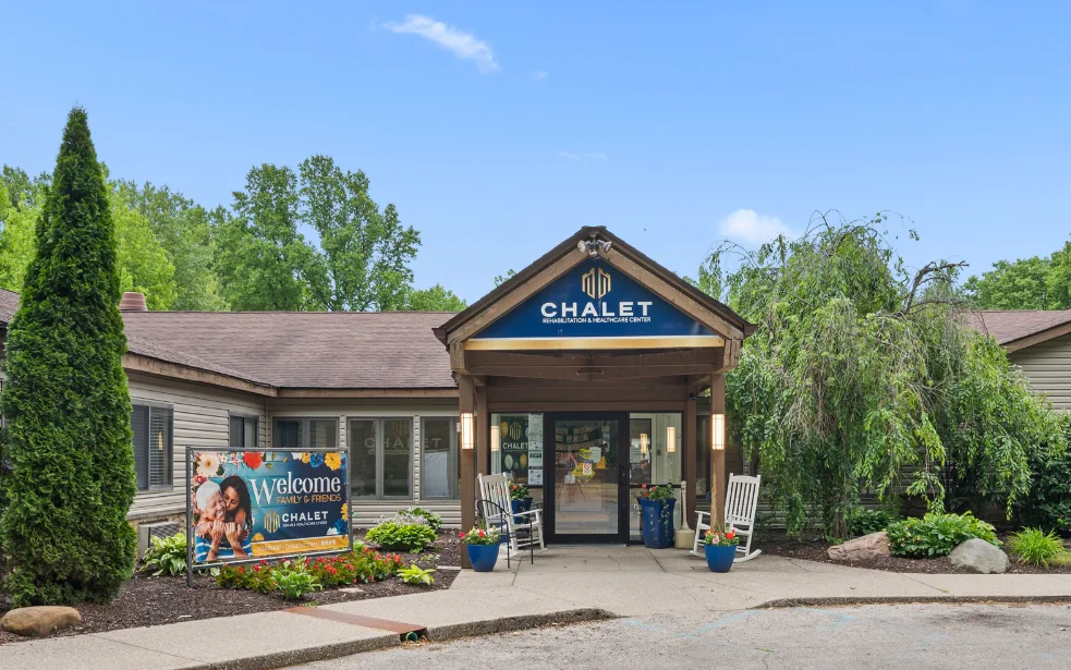 The outside of Chalet, the building and its grounds