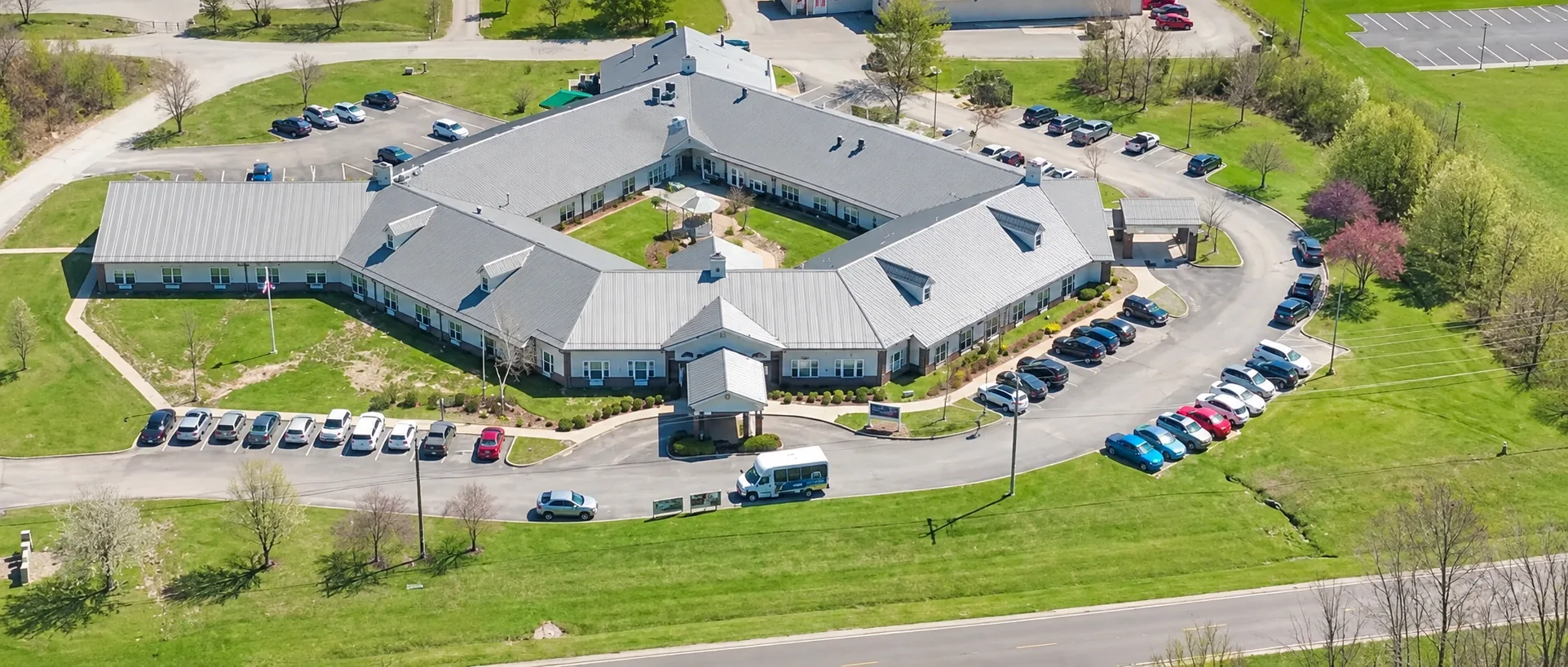 An aerial view of the McCormick's Creek campus and its grounds