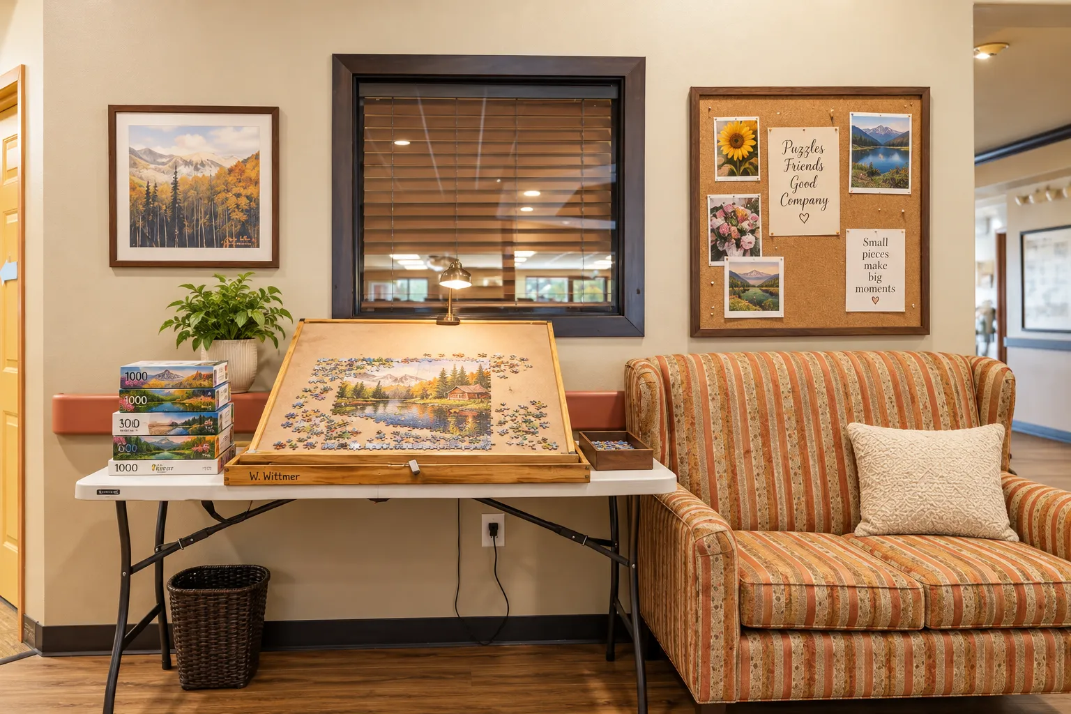 A lounge at River Valley